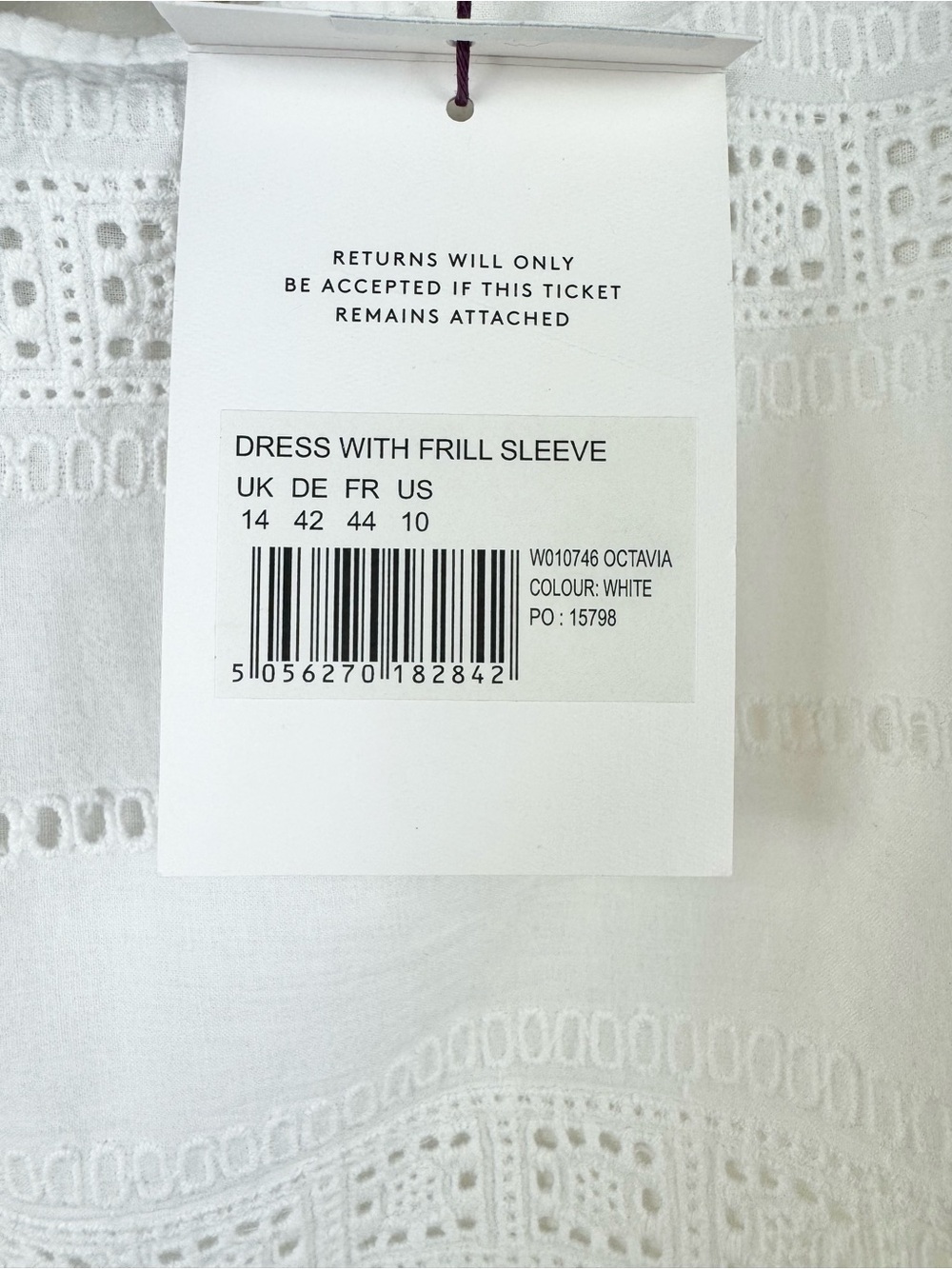 White Maternity Dress Eyelet Lace Frill  100% Cotton by Seraphine SZ 10 Nursing - Picture 7 of 16